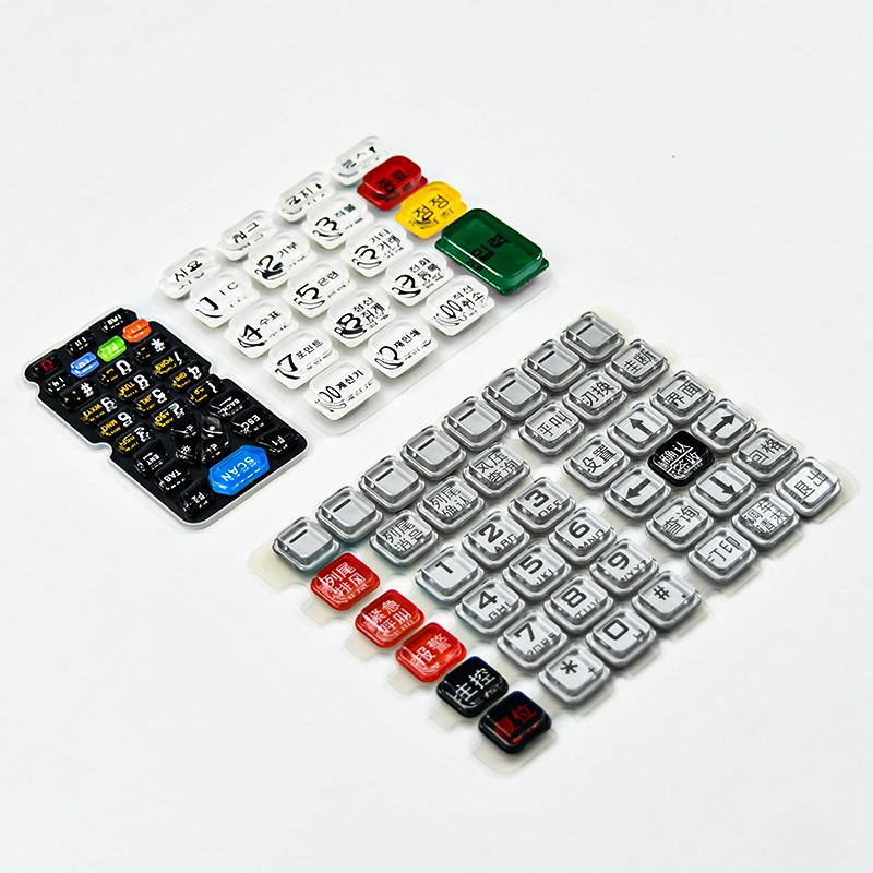 ODM/OEM Silicone Rubber Conductive P+R Keypad and Plastic Button Cover Numeric Button