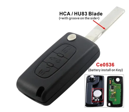 Tsnew 3 Buttons Remote Car Key Shell Fob Alarm Ask/Fsk Pcf7961 with for Citroen C1 C2 C3 C4 C6 C8 Peugeot 107 308 407 Va2 and CE0523 